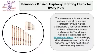 Bamboo’s Musical Euphony_ Crafting Flutes for Every Note