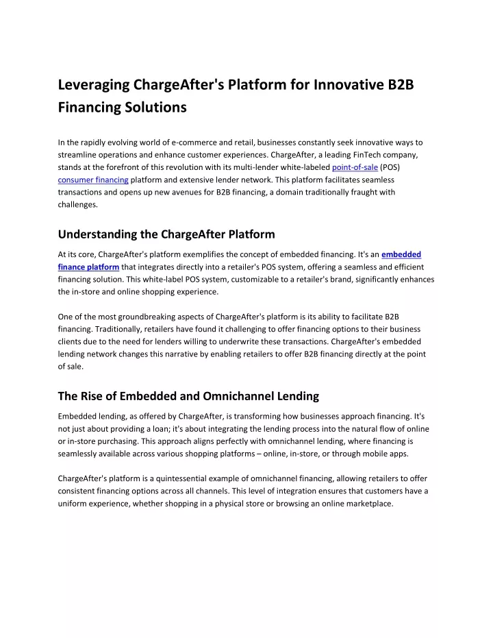 leveraging chargeafter s platform for innovative