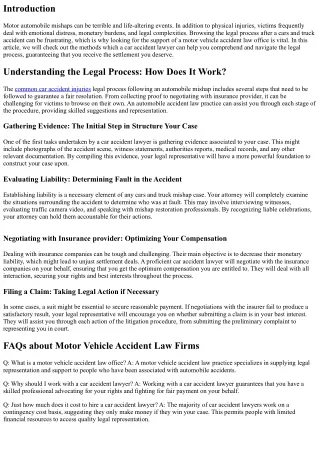 Comprehending the Legal Process: How a Motor Vehicle Accident Law Office Can Hel