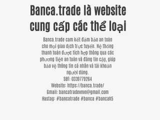 banca trade l website cung c p c c th lo i banca
