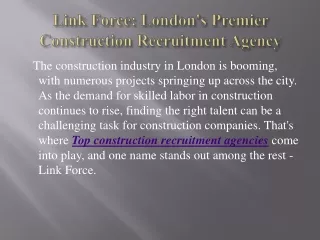 How to get Top construction recruitment agencies London
