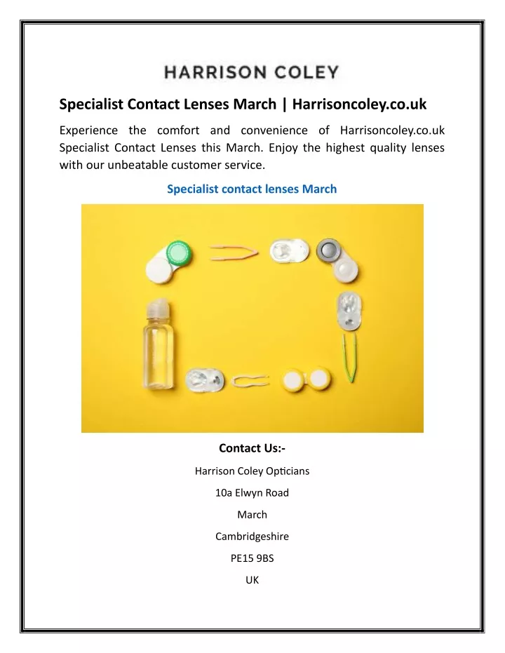 specialist contact lenses march harrisoncoley