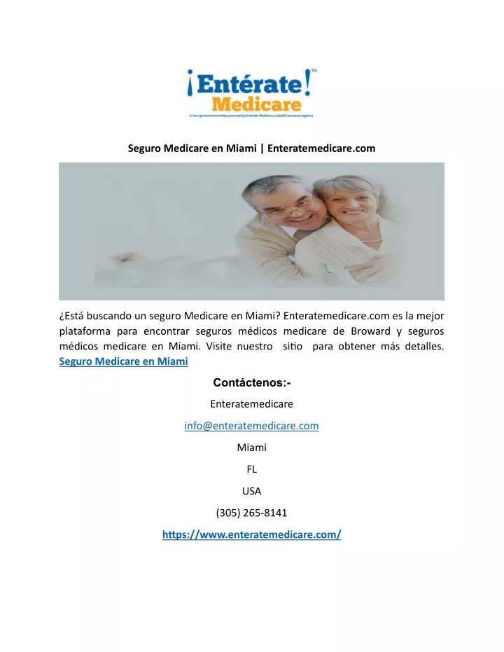 seguro medicare en miami enteratemedicare com