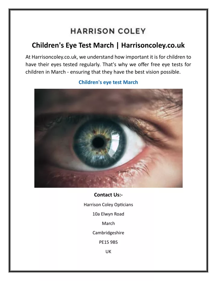 children s eye test march harrisoncoley co uk
