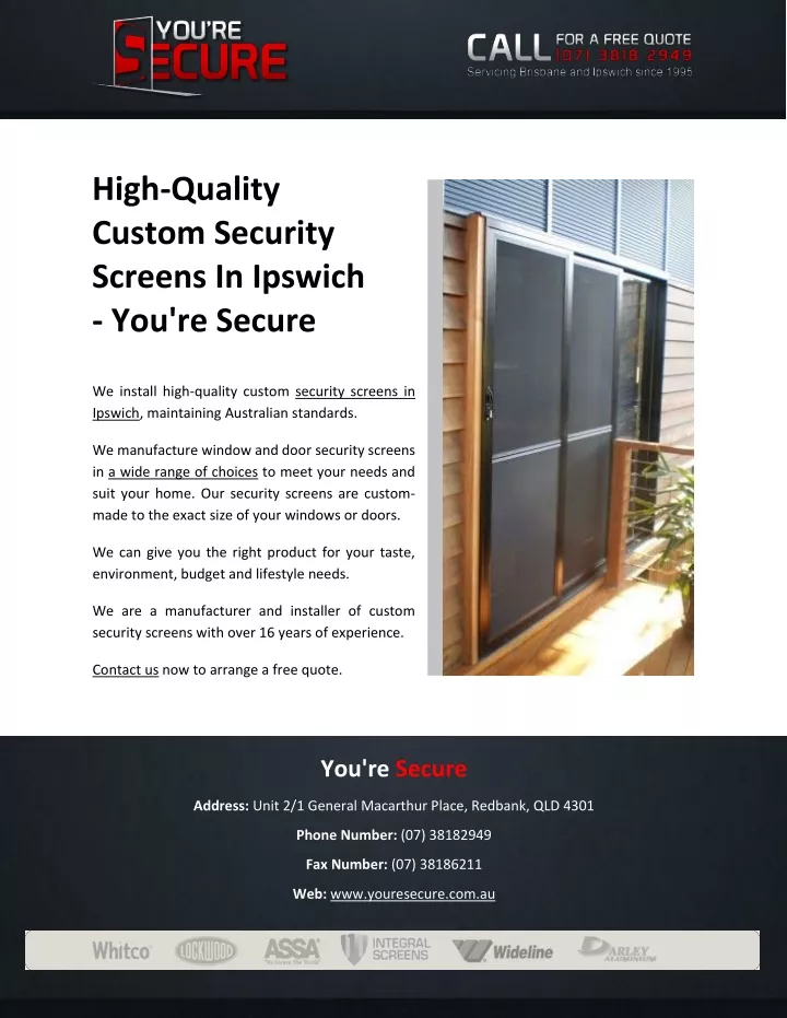 high quality custom security screens in ipswich