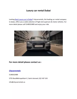 Luxury car rental Dubai