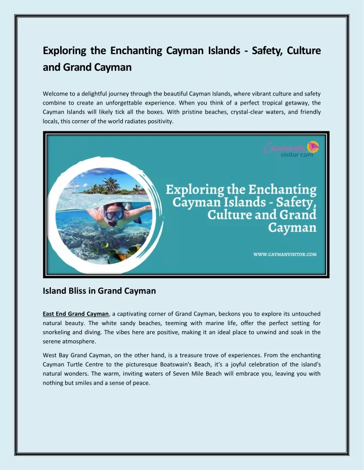 exploring the enchanting cayman islands safety