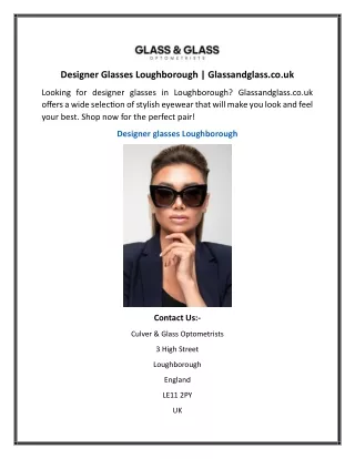 Designer Glasses Loughborough  Glassandglass.co.uk