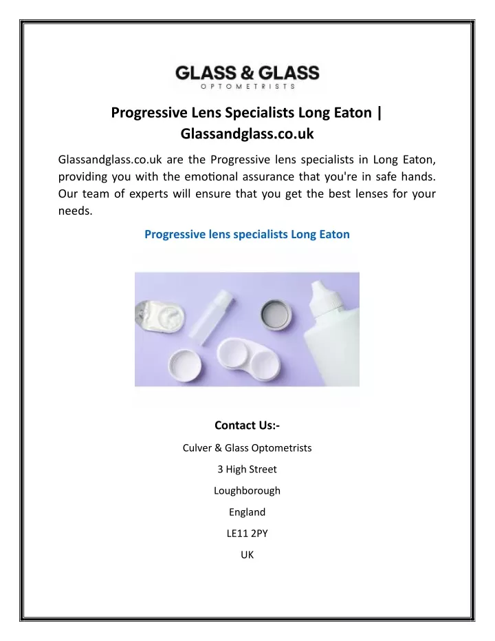 progressive lens specialists long eaton