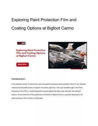 _Exploring Paint Protection Film and Coating Options at Bigfoot Carmo