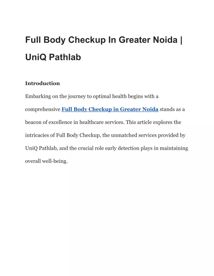 full body checkup in greater noida