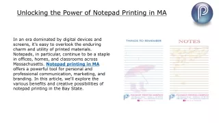 Unlocking the Power of Notepad Printing in MA