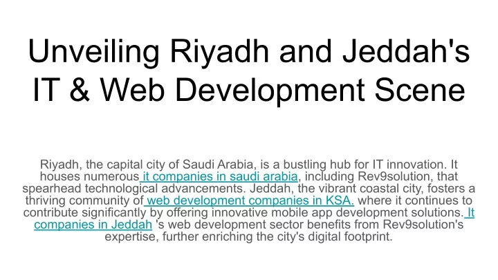 unveiling riyadh and jeddah s it web development