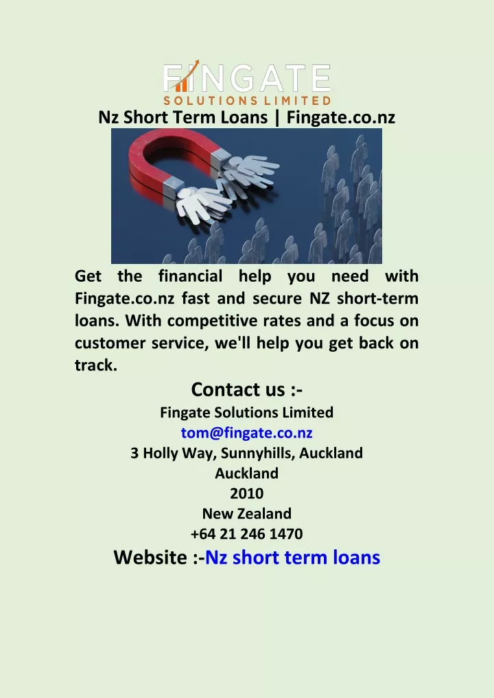 nz short term loans fingate co nz