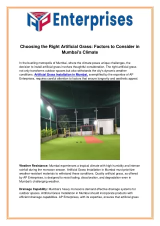 Choosing the Right Artificial Grass Factors to Consider in Mumbais Climate