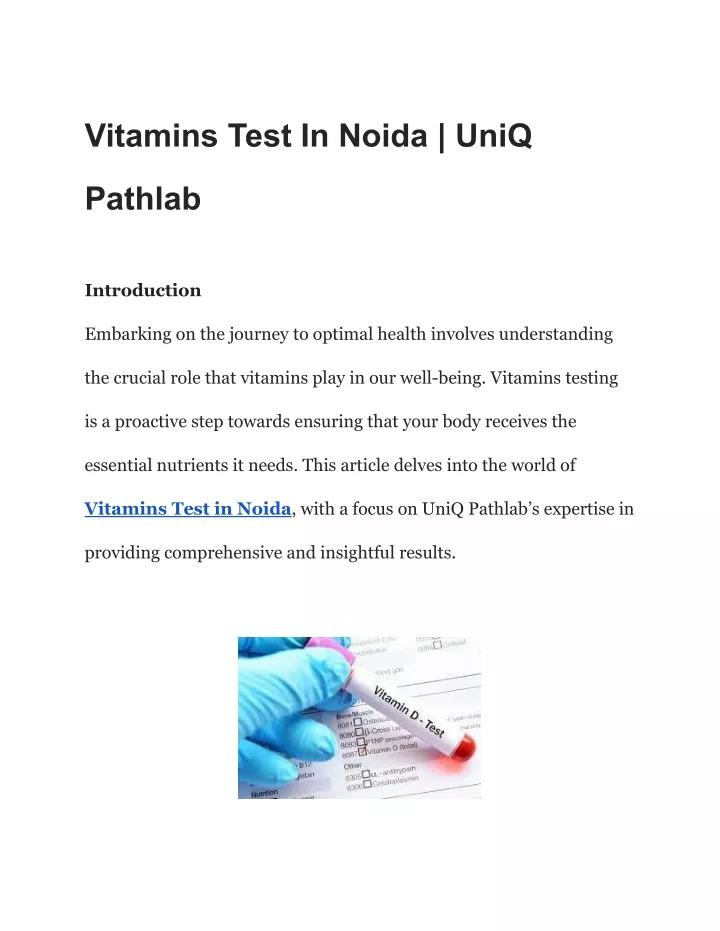 vitamins test in noida uniq