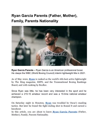 Ryan Garcia Parents (Father, Mother), Family, Parents Nationality