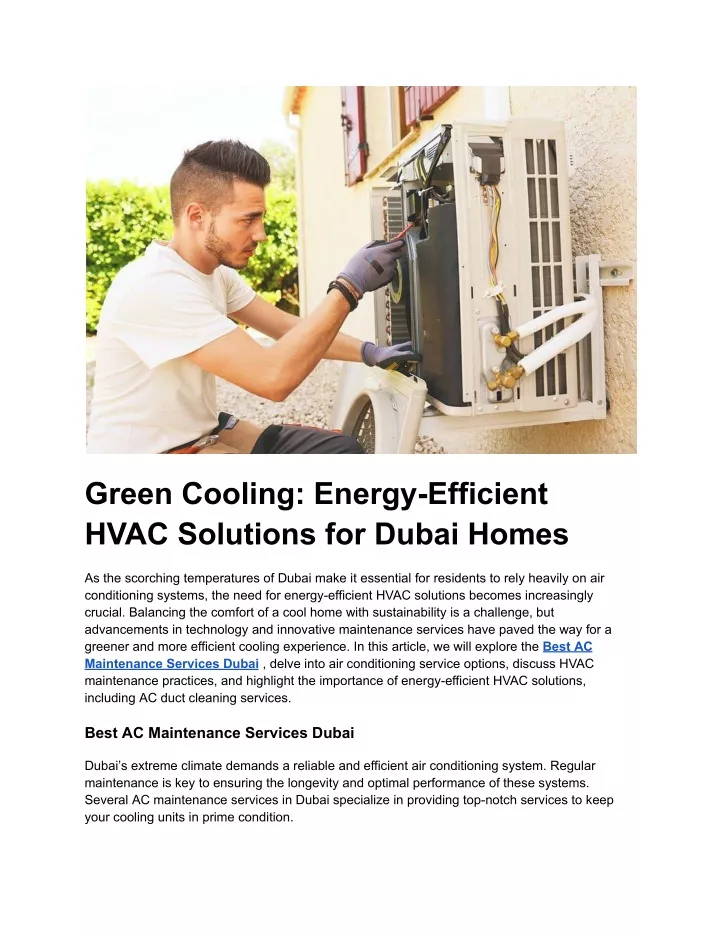 green cooling energy efficient hvac solutions
