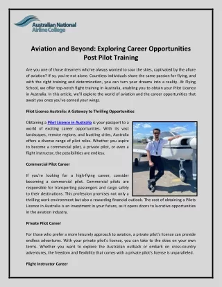 Aviation and Beyond Exploring Career Opportunities Post Pilot Training