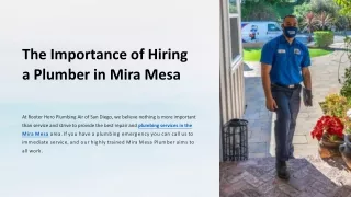 The Importance of Hiring a Plumber in Mira Mesa