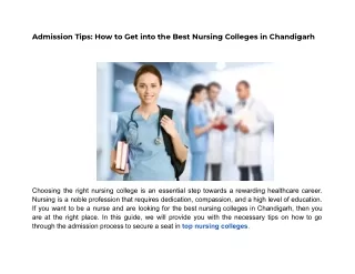 Admission Tips: How to Get into the Best Nursing Colleges in Chandigarh