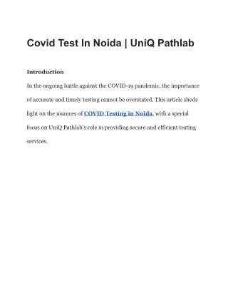 covid test in noida uniq pathlab