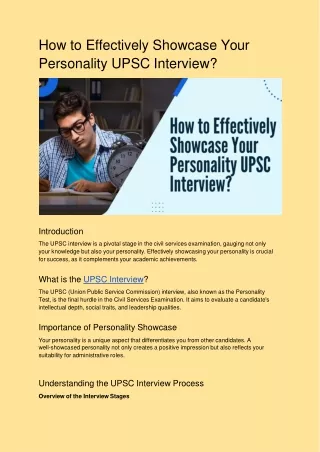 How to Effectively Showcase Your Personality UPSC Interview.