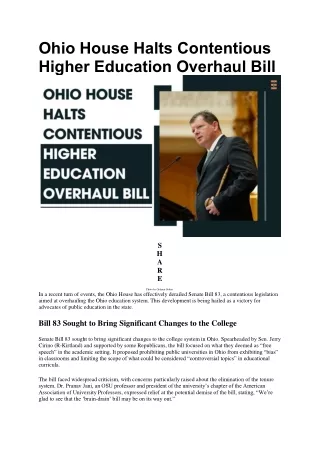 Ohio House Blocks Controversial Higher Education Overhaul Bill | Future Educatio
