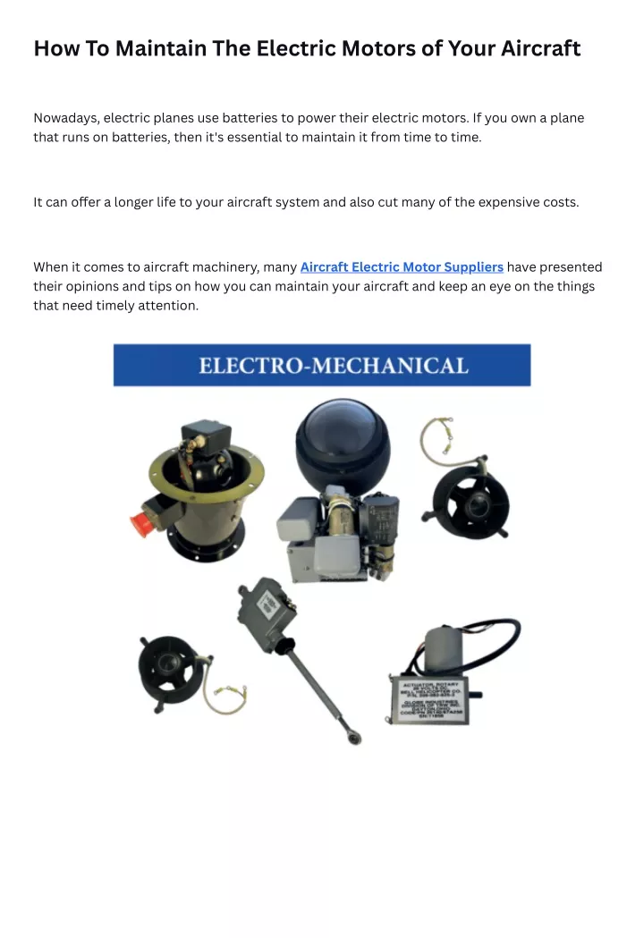 how to maintain the electric motors of your