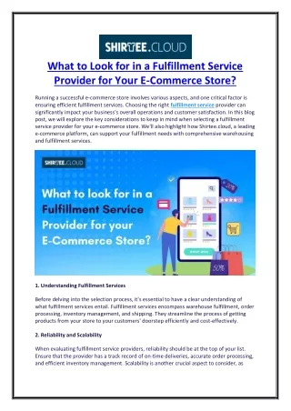 What to Look for in a Fulfillment Service Provider for Your E-Commerce Store