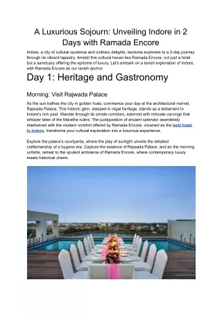 a luxurious sojourn unveiling indore in 2 days