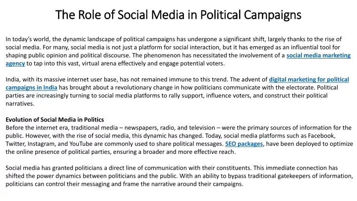 the role of social media in political campaigns
