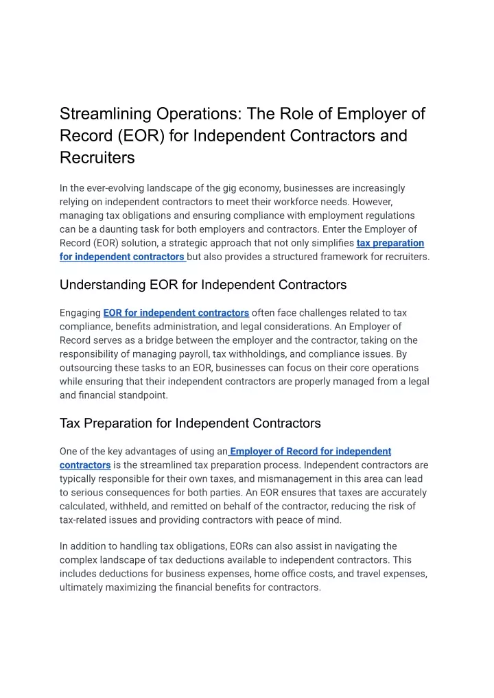 streamlining operations the role of employer