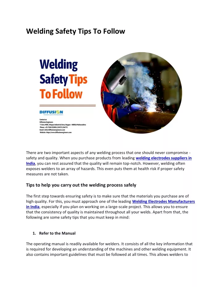 welding safety tips to follow