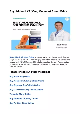 Buy Adderall XR 30mg Online At Street Value | PurdueHealth
