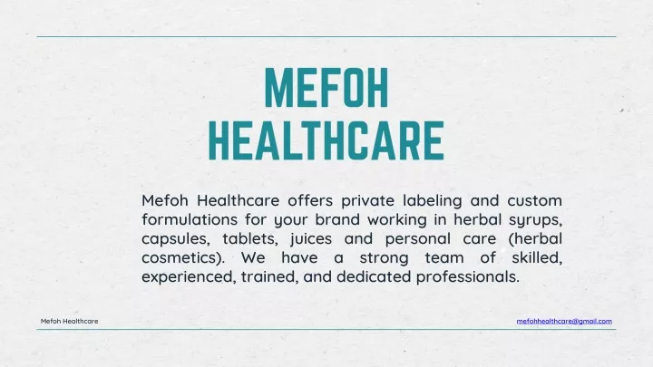 mefoh healthcare offers private labeling