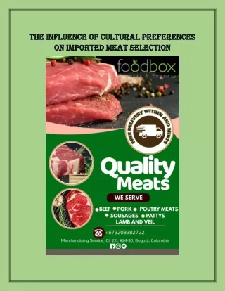 The Influence of Cultural Preferences on Imported Meat Selection