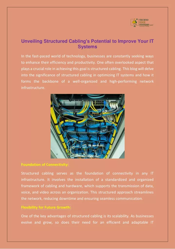 unveiling structured cabling s potential