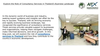 Explore the Role of Consultancy Services in Thailand's Business Landscape