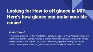 Looking for how to off Glance in MI? Here's how Glance can make your life easier