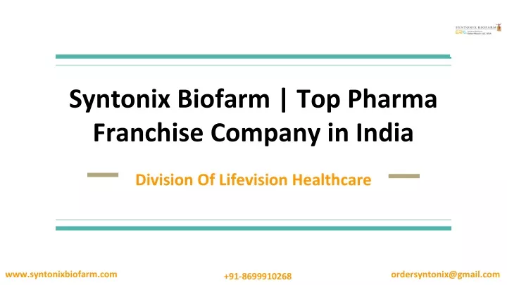 syntonix biofarm top pharma franchise company in india
