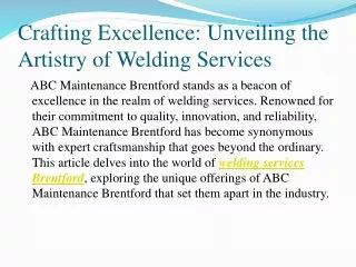 Welding Services Brentford