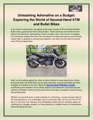 Second Hand KTM bikes in Delhi