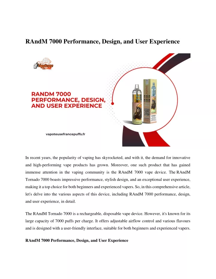 randm 7000 performance design and user experience