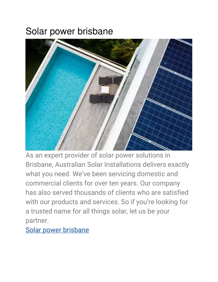 solar power brisbane