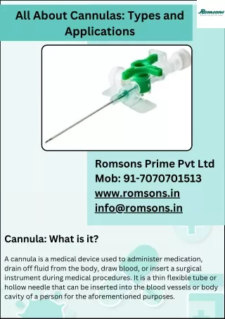 All About Cannulas Types and Applications