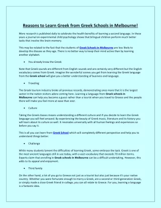 Reasons to Learn Greek from Greek Schools in Melbourne!