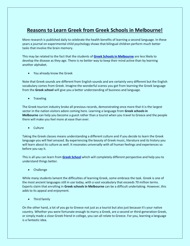 reasons to learn greek from greek schools