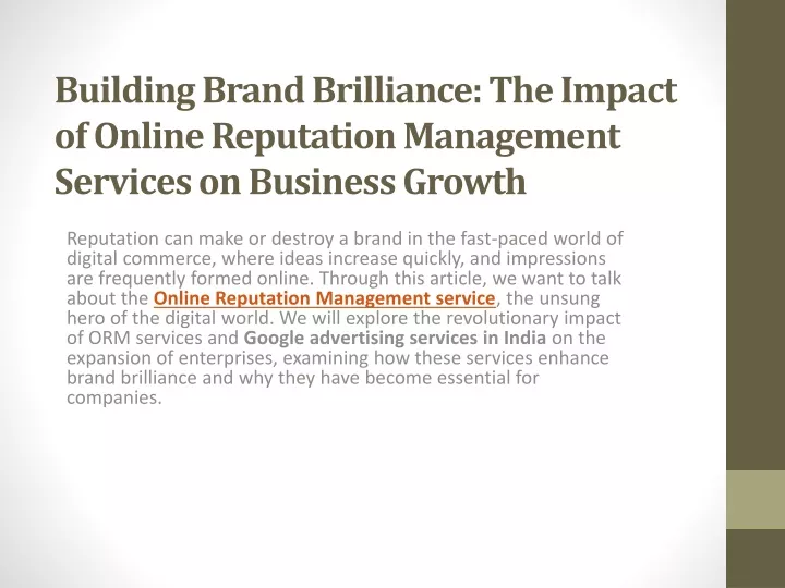 building brand brilliance the impact of online reputation management services on business growth