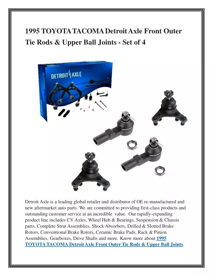 1995 toyota tacoma detroit axle front outer